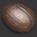 Brown Textured Coconut with Rough Surface on Black Reflective Background 3d model