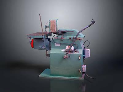 Green Desktop Computer Machine With Worktable And Mechanical Components 3d model