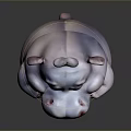 Smiling Cute Purple Cartoon Hippo 3D Model With Small Flower On Head