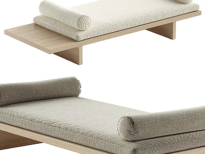 Minimalist Wooden Stool With Soft Cushioned Seat And Rolled Edge Design 3d model