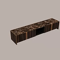Modern Wood Grain TV Stand With Dark Brown Cabinets And Storage Space Design