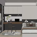 Modern Tatami Bedroom Interior With Tatami Bed Desk Chair Cabinets And Window