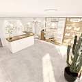 Modern Clothing Store Interior With Display Racks Mannequins And Green Plants