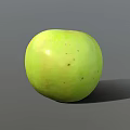 Close Up View Of Fresh Ripe Green Apple With Natural Shadow On Gray Background