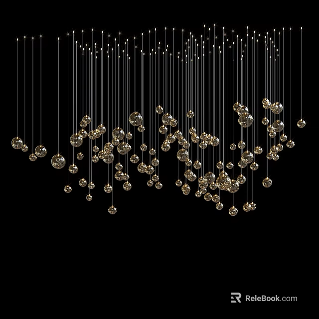 Modern Gold Spherical Chandelier With Multiple Hanging Pendant Light Fixture Design 3d model 