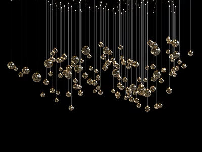 Modern Gold Spherical Chandelier With Multiple Hanging Pendant Light Fixture Design 3d model