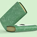 Green Wallet With Cracked Texture Round Decorative Clasp Open State Light Colored Lining 3d model