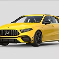 Yellow Mercedes AMG Compact Sports Car With Black Wheels And Aggressive Front Design
