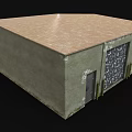Industrial Concrete Building With Roll Up Door Open Entrance And Weathered Exterior