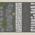 Stepping Stones Pathway with Various Stone Types and Green Plant Decorations