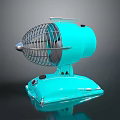 Turquoise Vintage Electric Fan With Metal Grid And Stable Base Design