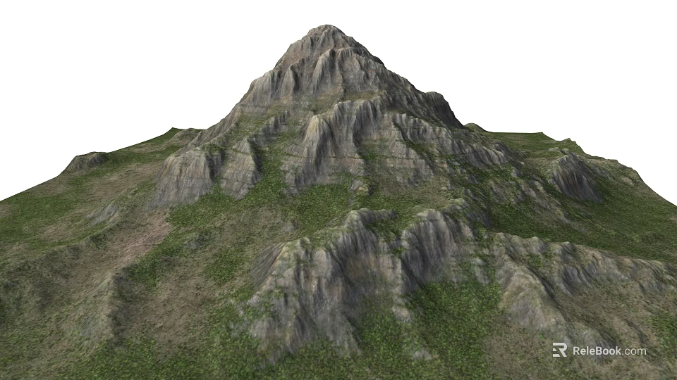Scenic Mountain Landscape with Rocky Peaks Lush Green Vegetation and Natural Terrain 3d model 