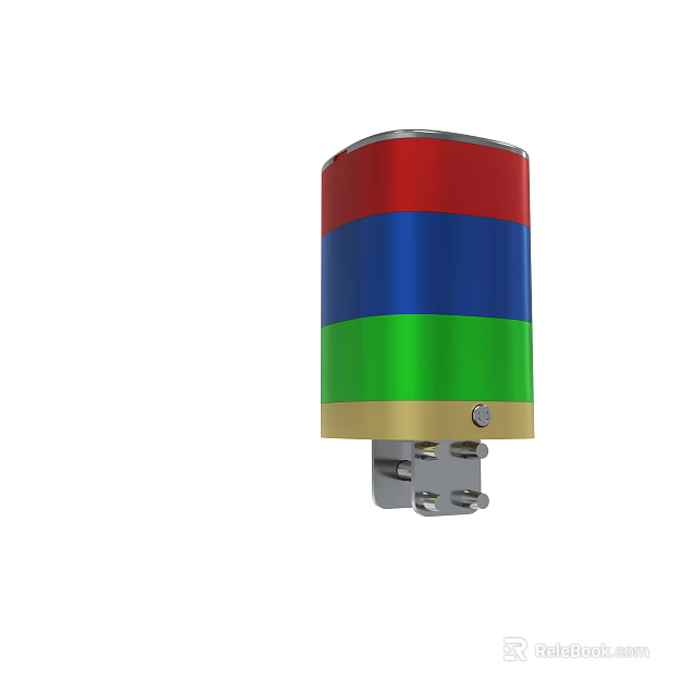 Industrial Signal Tower Light With Red Blue Green And Gold Sections 3d model 