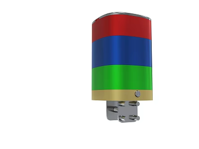 Industrial Signal Tower Light With Red Blue Green And Gold Sections 3d model