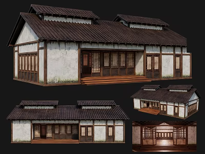 Ancient Chinese Architecture With Traditional Roof Wooden Doors And Tile Details 3d model