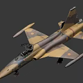 Military Fighter Jet with Camouflage Paint Open Canopy and Serial Number 014