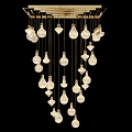 Modern Crystal Chandelier With Multiple Glass Bulbs And Golden Hanging Wires
