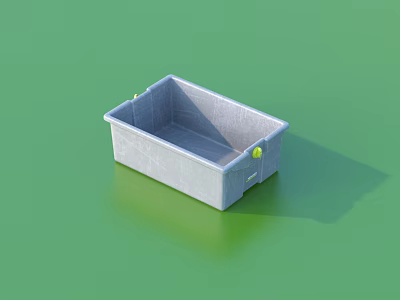 Sturdy Gray Plastic Storage Container With Yellow Handles For Hardware Tools 3d model