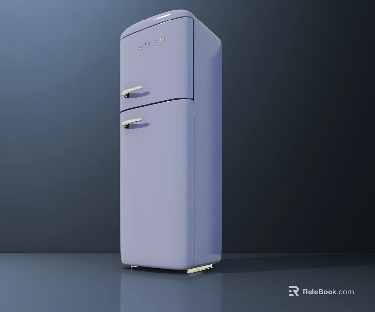 Vintage SMAD Light Purple Two Door Refrigerator Freezer Classic Design 3d model 