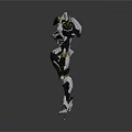 Futuristic Sci-Fi Mecha Robot With Metallic Armor And Glowing Yellow Accents