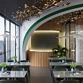 Modern Spacious Supermarket Interior With Shelves Full Of Products Checkout Counter And Bright Lighting