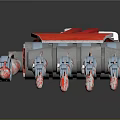 Robotic Arm Mechanical Structure With Metal Joints And Red Silver Components
