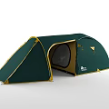 Green Play Equipment Tent With Yellow Trim Open Door And Mesh Window