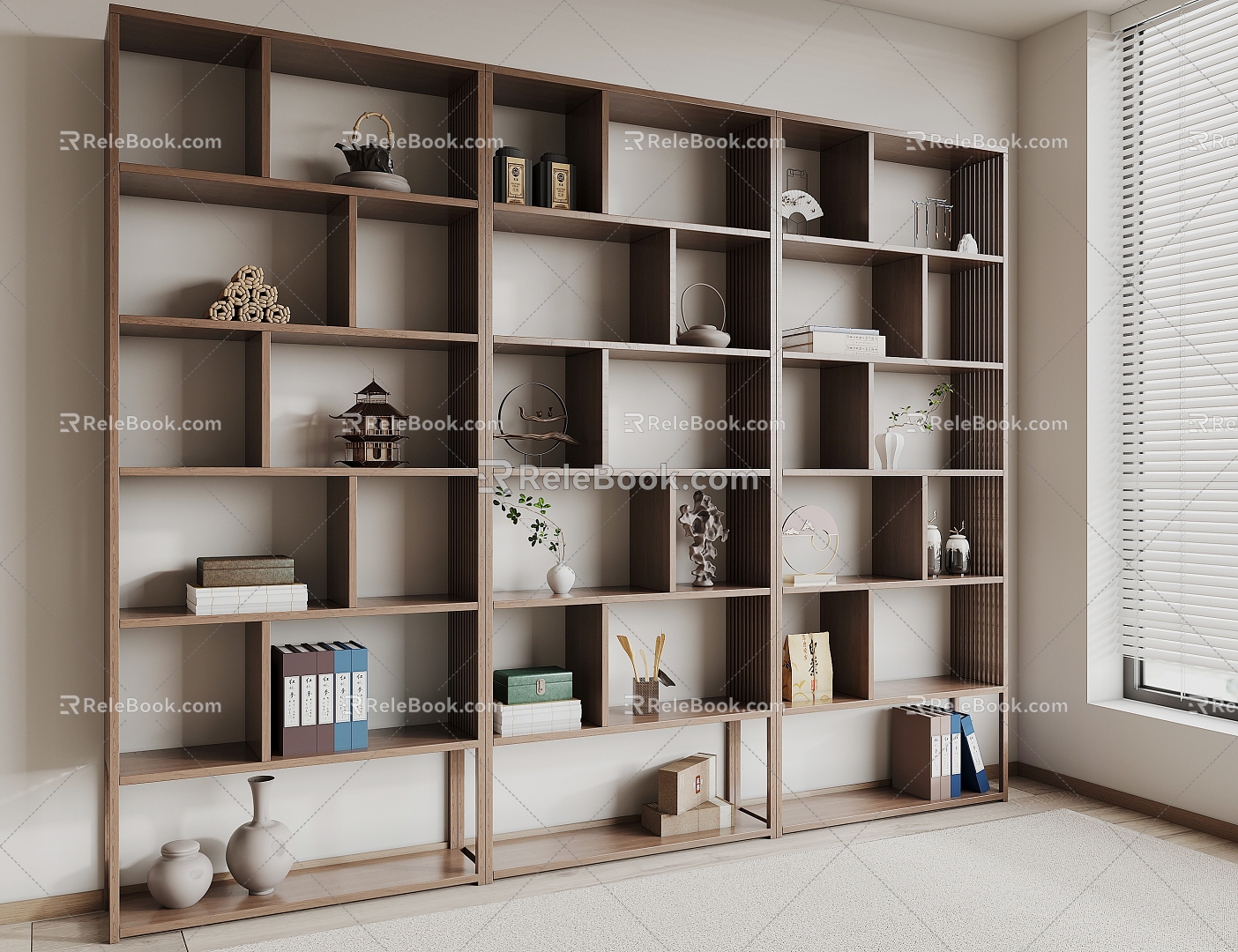 New Chinese Bookshelf Storage Rack 3d model