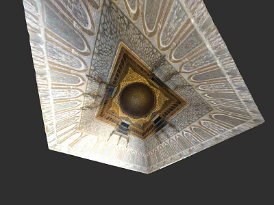European Architecture Ceiling With Intricate Geometric Patterns And Golden Central Dome 3d model
