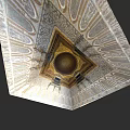 European Architecture Ceiling With Intricate Geometric Patterns And Golden Central Dome