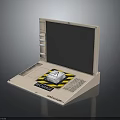 Open Safety Protection Device With Black Screen And Box With A On Yellow Black Stripes