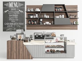 Modern Cashier Cafe Cashier Service Desk to have some display cabinets 3d model