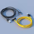 High Quality USB Charging Cables Black and Yellow Coiled for Daily Use