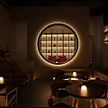 Modern Bar Interior With Arched Design Warm Lighting Wine Racks And Round Tables
