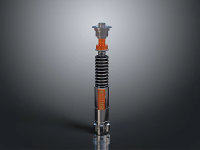 Mechanical Weapon Featuring Silver Metal Coil Spring Orange Component And Cylindrical Structure 3d model