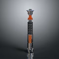 Mechanical Weapon Featuring Silver Metal Coil Spring Orange Component And Cylindrical Structure