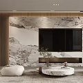 Modern Elegant Living Dining Room Interior With Sofa Coffee Table And Decorative Wall Art