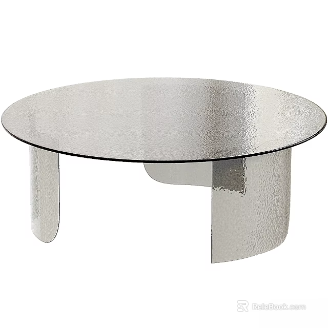 Sleek Round Glass Top Dining Table With Modern Metal Legs Design 3d model 