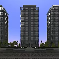 Modern High Rise Residential Building With Glass Windows Exterior And Water Feature Greenery
