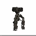 Futuristic Mechanical Weapon Featuring Robotic Structure Armored Body Industrial Metal Components And Mechanical Arms