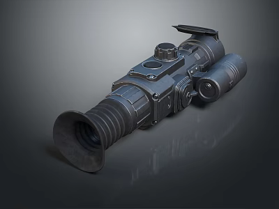 Tactical Night Vision Scope With Black Metal Body And Adjustable Knobs 3d model