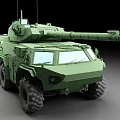 Green Military Wheeled Tank With Long Cannon And Modern Exterior Design