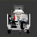 White Tracker Boat With Aluminum Trailer Blue Outboard Motor On Reflective Surface