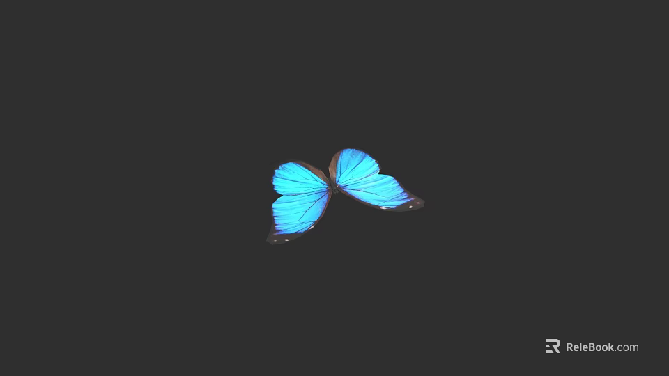 Stunning Vibrant Blue Butterfly Flying Against Dark Background With Bright Wings 3d model 