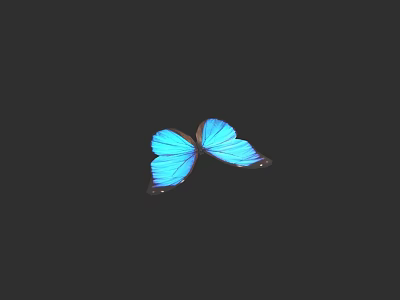 Stunning Vibrant Blue Butterfly Flying Against Dark Background With Bright Wings 3d model