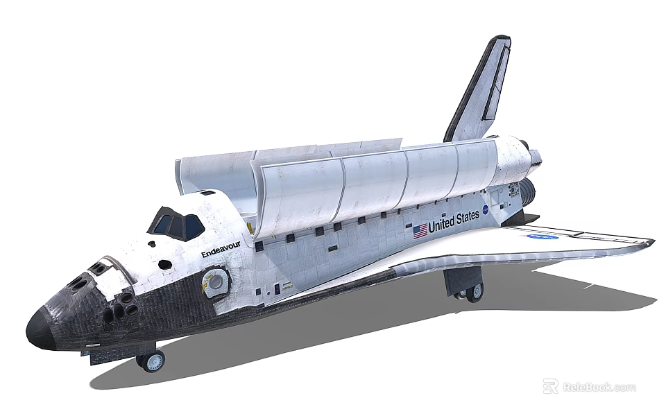 Ultra Space Space Shuttle With White Body Black Nose Wings And Tail Structure 3d model 