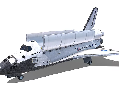 Ultra Space Space Shuttle With White Body Black Nose Wings And Tail Structure 3d model