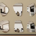 Irregular Shaped Wall Mounted Mirrors Reflecting Living Room Kitchen And Furniture Decor