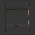 Multilayer Storage Rack With Metal Frame Round Glass Shelves And Red Hooks