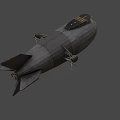 Sleek Gray WARPHANTOM Airship With Military Design And Propellers 3d model